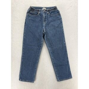 L.L. Bean Original Fit Relaxed Tapered Jeans Womens 8P Blue Flannel Lined Denim